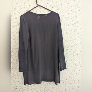 🖤 Commoners Silk Cotton Long Sleeve Sheer Dress Tunic Raw Hem